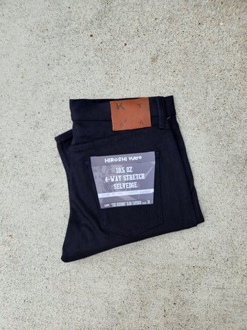 "The Scissors" Slim Taper 4-Way-Stretch Selvedge- Indigo Black