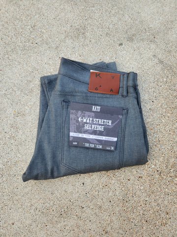 "The Pen" 10.5 oz Slim 4-Way Stretch Selvedge - Grey