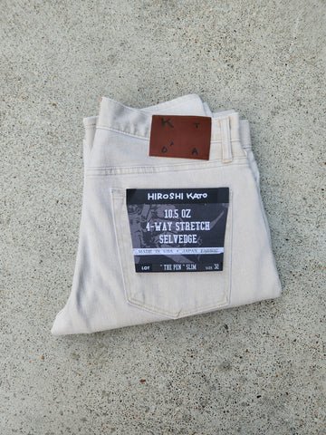 "The Pen" 10.5 oz Slim 4-Way Stretch Selvedge - Raw Beige