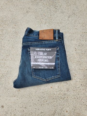 "The Pen" 10.5 oz Slim 4-Way Stretch Selvedge - Rain Wash